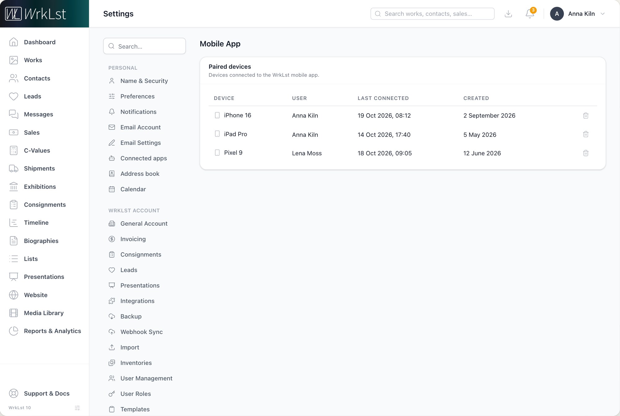 Settings → Mobile App.