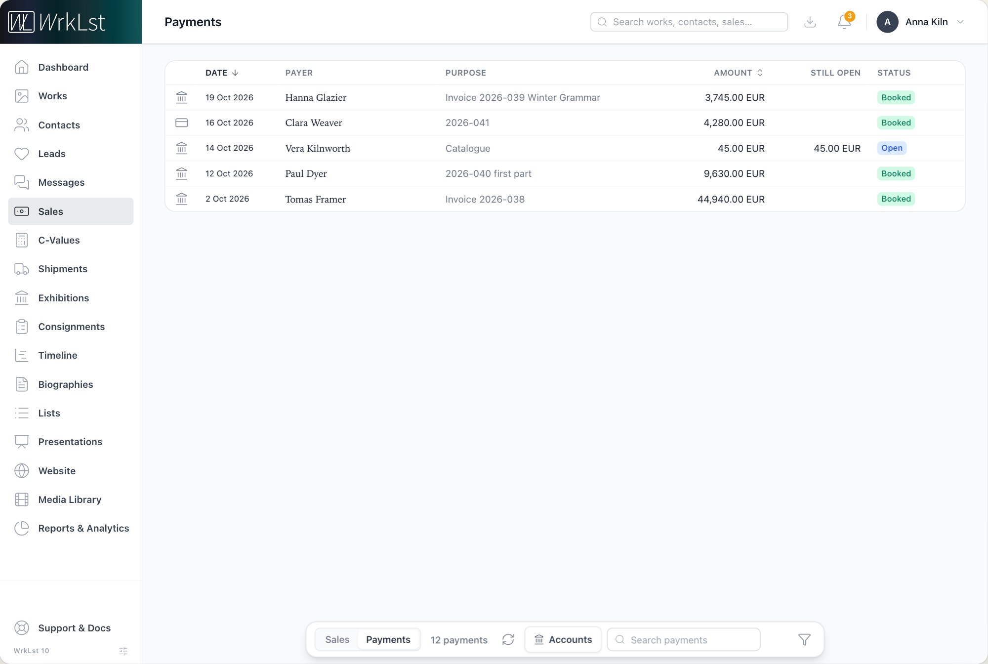 Sales → Payments.