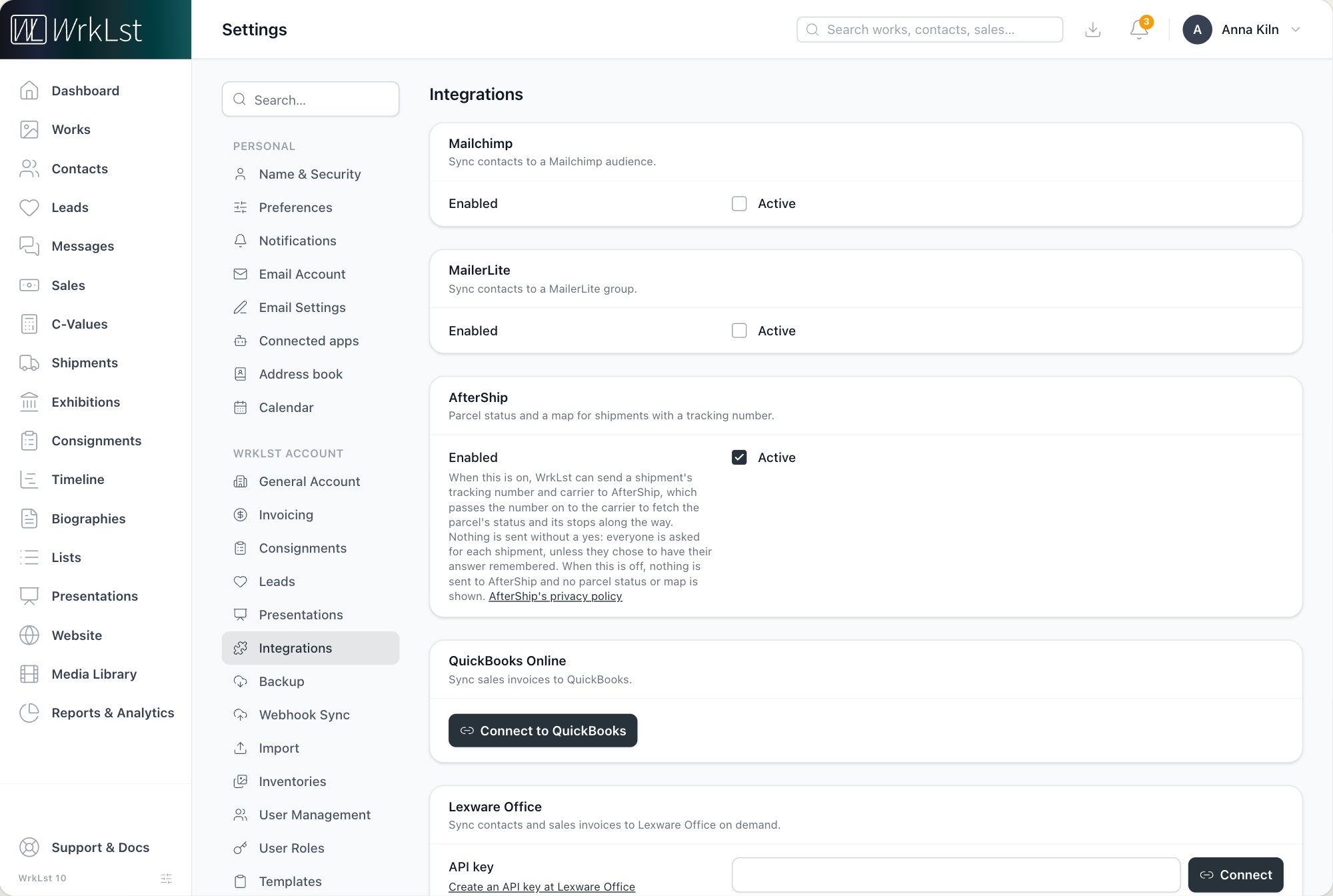 Settings → Integrations.